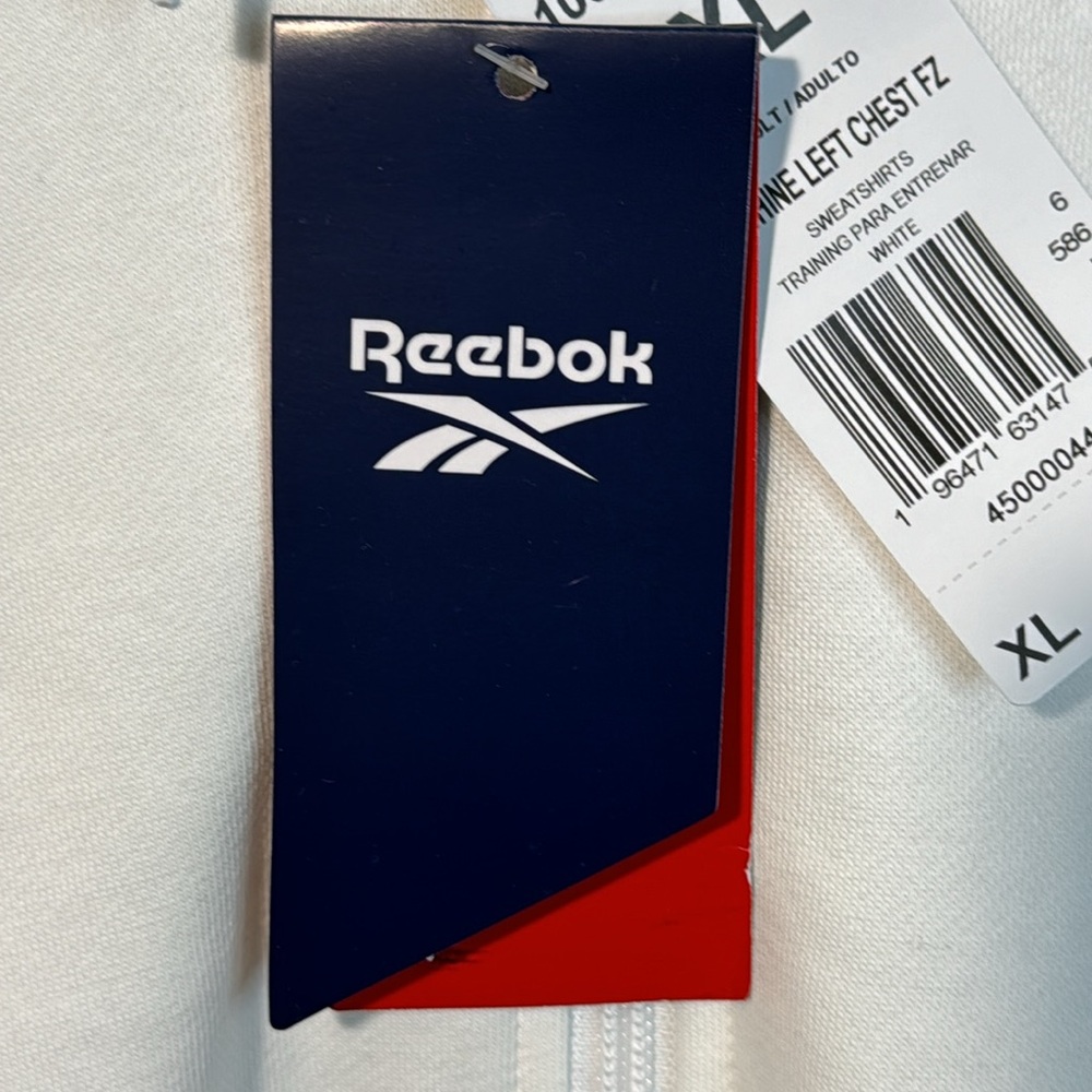 NWT Men’s Reebok‎ White w/ Gold Accents Full Zip Hoodie In Size XL - Picture 12 of 13